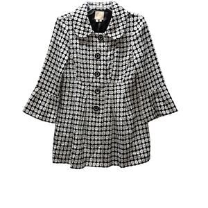 Sequin Hearts BlkWhite 3/4 Bell sleeve Peter Pan Collar front button Blazer 9